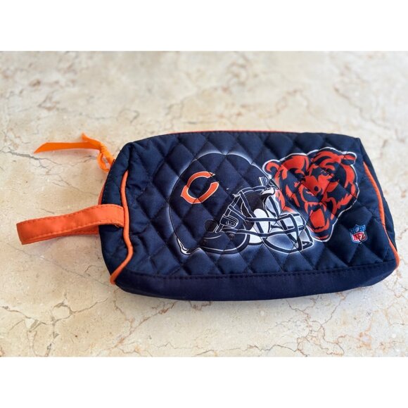 Chicago Bears Quilted Cosmetic Bag By Bradford Exchange - Picture 1 of 7